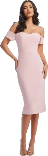 Vista 13 de Dress the Population Vestido para Mujer Bailey de Hombros Descubiertos Escote Corazón Ajustado Midi Tubo Negro