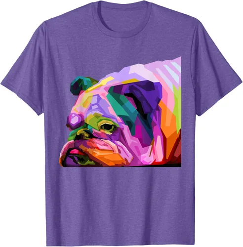 Vista 6 de Camiseta de retrato pop artístico de bulldog británico inglés para dueños de perros, Negro, S