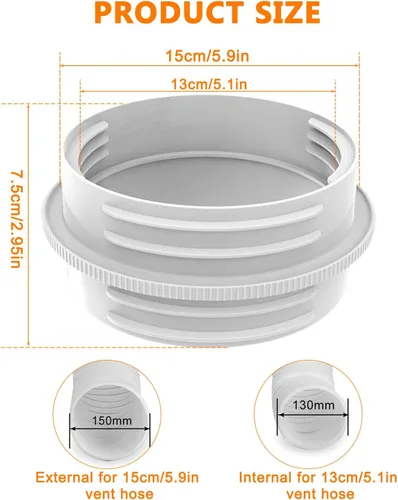 Vista 2 de Conector de manguera de aire acondicionado portátil para ambos 5.1"/5.9" Exhasut Vent Hoses, Universal Exhaust Hose Coupler, Universal Mobile AC
