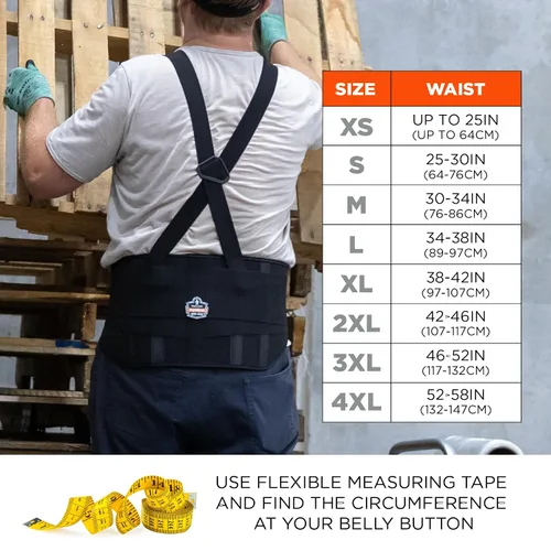 Vista 5 de Ergodyne ProFlex, faja lumbar estándar elástica (negra)