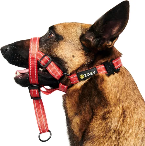 Vista 6 de Collar ajustable para cabeza de perro con correa de seguridad, collar acolchado suave para perros pequeños, medianos y grandes, arnés para perro sin