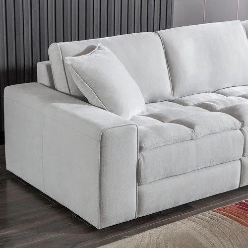 Vista 6 de Roundhill Furniture Breton - Sofá modular modular para sala de estar, en forma de L, 5 piezas, gris ostra
