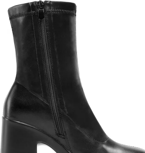Vista 4 de DREAM PAIRS Botines Gogo de plataforma para mujer, tacón alto y grueso, punta cuadrada, botines