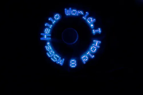 Vista 5 de PowerTRC Ventilador de mensajes programable LED con dibujo personalizado, alimentado por USB (LED azul)