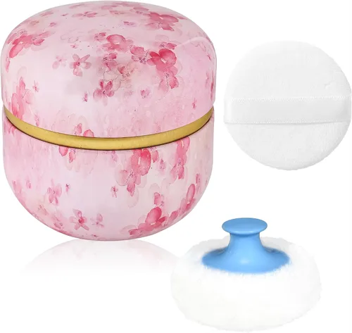 Vista 14 de Estuche de Polvo Corporal WEMEGA con Aplicador de Polvo, Contenedor de Polvo, Caja de Té para Polvo Corporal y Facial para Bebés y Mujeres, Estuche