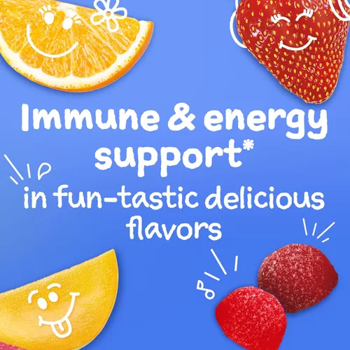 Vista 4 de Emergen-C Kidz Immune+ Immune Support Dietary Supplements, Flavored Gummies with Vitamin C, B Vitamins and Vitamin D for Immune Support, Fun-Tastic