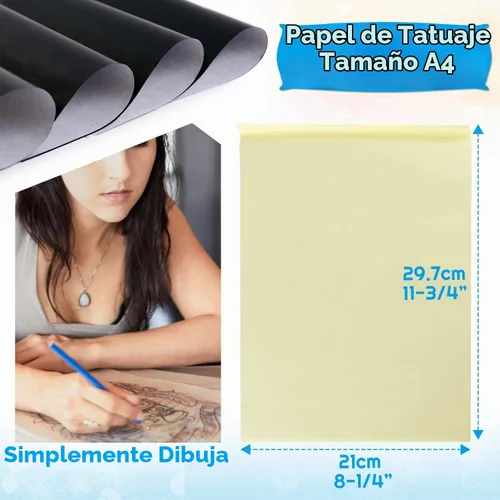 Vista 4 de 100 hojas de papel de transferencia de tatuajes, kit de plantillas de tatuaje 8 1/4 "x 11 3/4