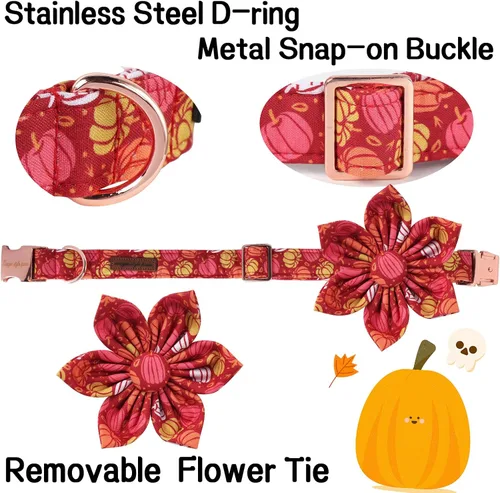 Vista 28 de Unique Style Paws Collar de perro de Halloween con lazo de algodón lindo pajarita para perros pequeños, medianos y grandes, vacaciones