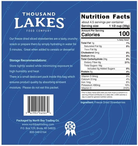 Vista 3 de Thousand Lakes Fresas y arándanos liofilizados - Fresas 100% en rodajas de 5 onzas y arándanos enteros 1.2 onzas