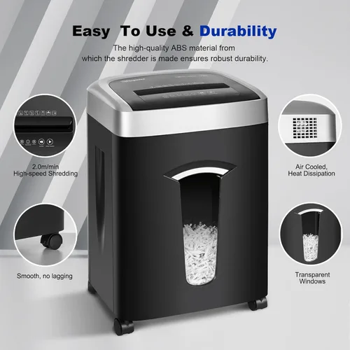 Vista 7 de Wingwise Trituradora de papel de 15 hojas resistente para oficina en casa