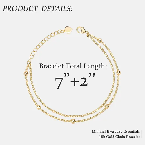 Vista 3 de Pulsera de cadena de oro de 18 quilates con perlas pequeñas de la suerte de ojo malvado turquesa conjunto de pulseras minimalistas apilables