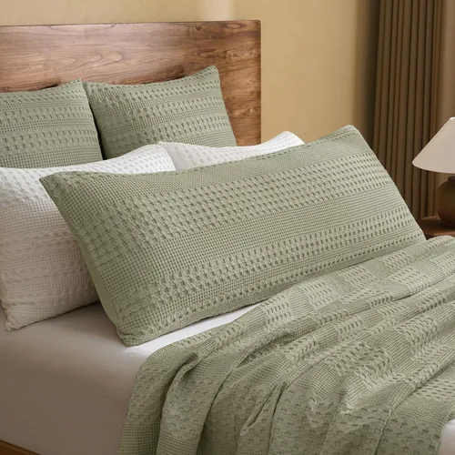 Vista 41 de PHF Fundas de almohada 100% algodón con tejido de gofre de 24 x 24 pulgadas, paquete de 2 fundas cuadradas para decoración elegante del hogar, sin