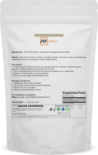 Vista 2 de Polvo de goma guar 100% natural/Cyamopsis tetragonolobus como agente espesante en aderezos de alimentos y ensaladas y formulación cosmética 227 GMS