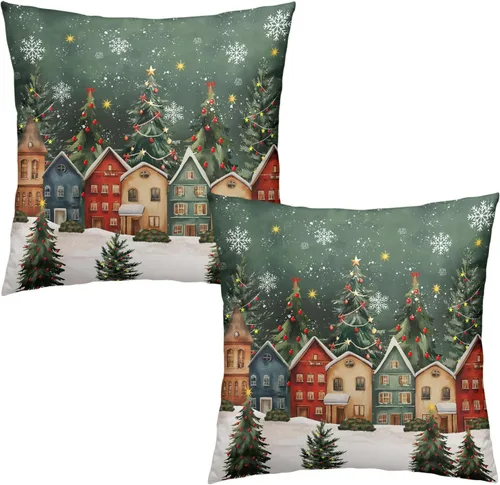 Vista 15 de Juego de 2 fundas de almohada patrióticas para exteriores, diseño de estrellas azules del 4 de julio, 16 x 16 pulgadas, fundas de almohada