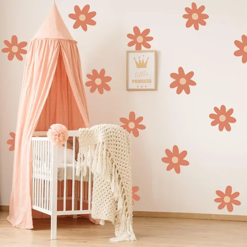Vista 6 de Plantillas de pared bohemias con flores de margaritas grandes para pintar patrones grandes en la pared, concreto para patio, plantilla reutilizable