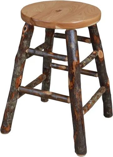 Vista 3 de Amish-Made - Taburete de bar de 24 pulgadas de alto de roble teñido natural y nogal Natural Finish