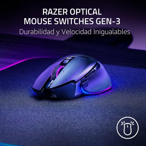 Vista 7 de Razer Basilisk V3 Pro 35K Mouse inalámbrico para juegos: rueda de inclinación HyperScroll - Sensor óptico de 35K DPI Gen 2-13 Controles Negro