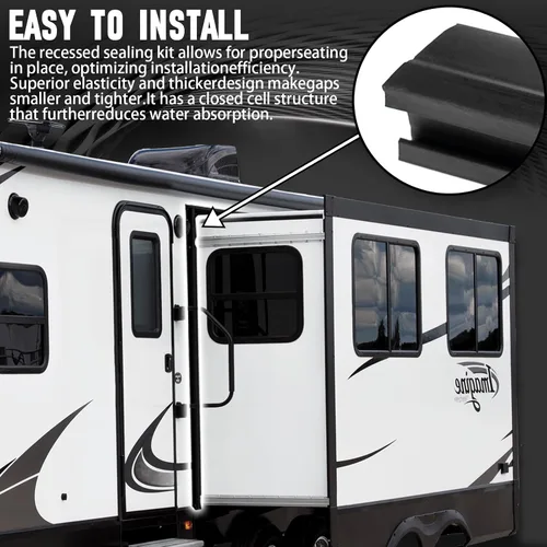 Vista 3 de RV deslizable negro sello de goma D 1 pulgada x 15/16 pulgadas x 35 pies junta de limpiaparabrisas moldura guarnición exterior reemplazo