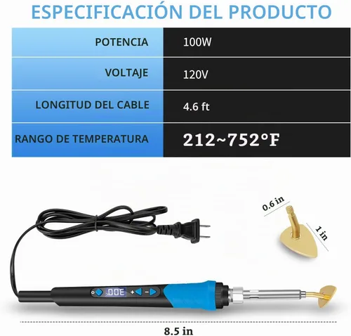 Vista 2 de K KERNOWO Mini plancha para manualidades, 120W, plancha pequeña para manualidades, pantalla digital, temperatura ajustable, mini plancha para Azul