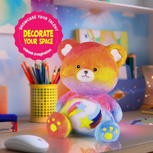 Vista 4 de Kit de lámpara para pintar tu propio oso, suministros de arte, kit de pintura de oso para niños de 6 a 12 años, artes y manualidades para niños de 8