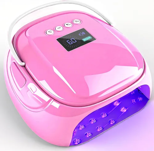 Vista 13 de Lámpara de uñas LED UV recargable de 126 W, secador de uñas inalámbrico portátil con sensor automático y 4 ajustes de temporizador, lámpara de Negro