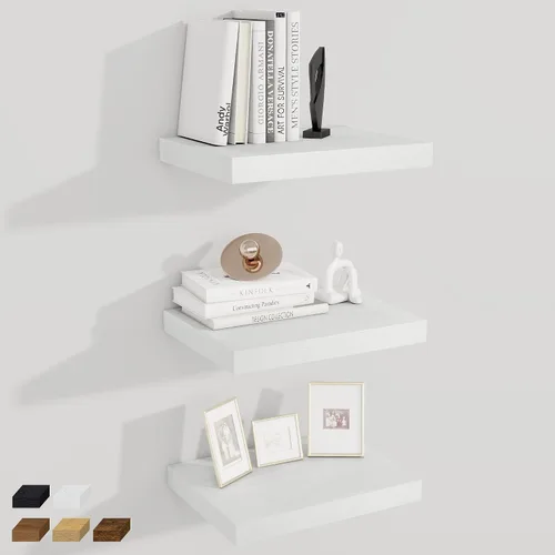 Vista 62 de Fun Memories Pequeños estantes flotantes para pared, estantes cuadrados de pared de 8 pulgadas con soportes invisibles, estantes negros para baño