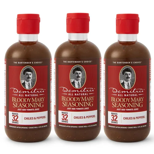 Vista 6 de Demitri's Bloody Mary Seasoning Chilies & Peppers – Spicy Bloody Mary Mix – Mezclador concentrado – Sabor intenso – Perfecto para fiestas de brunch