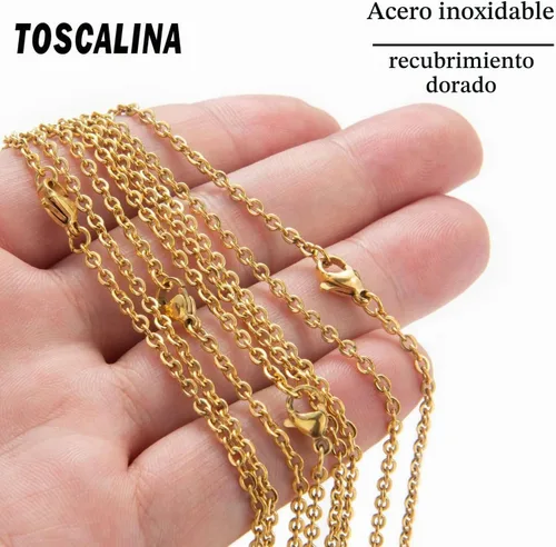 Vista 4 de Paquete de 20 cadenas de collar chapadas en oro de acero inoxidable a granel para fabricación de joyas, 16 pulgadas