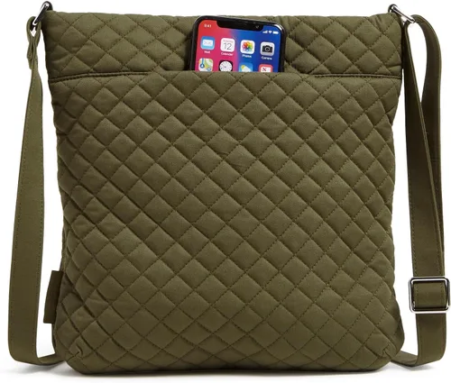 Vista 2 de Bolso cruzado hipster de algodón con triple cremallera para mujer