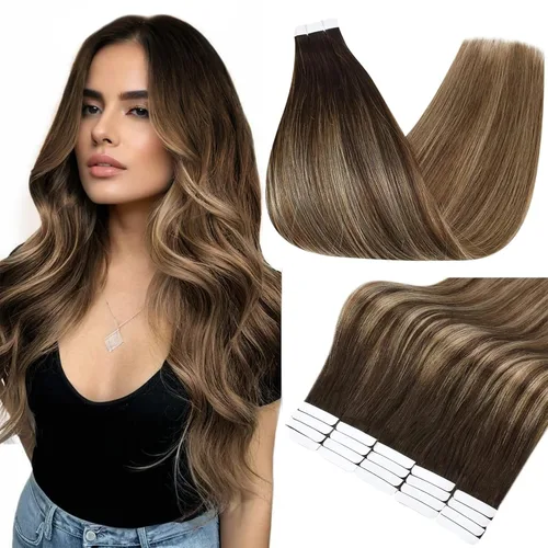 Vista 46 de Full Shine - Extensiones de cabello humano con cinta adhesiva, 10 pulgadas, sin costuras, color 1 negro azabache de 1.06 oz, cinta invisible