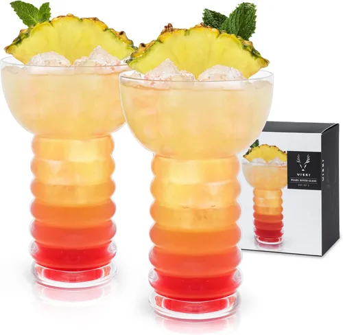 Vista 10 de Viski Deco Crystal Island - Juego de 2 vasos altos de cristal de primera calidad, copas de mojito y ginebra y tónico, juego de regalo de cristalería