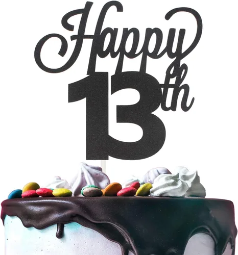 Vista 48 de LINGTEER - Decoración para pastel con texto "Happy Birthday 100", color negro