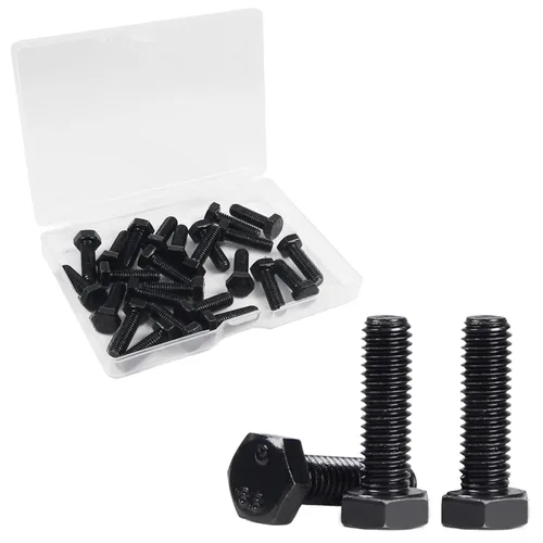 Vista 8 de Tornillos hexagonales M6, pernos de cabeza hexagonal M6-1.0 x 16mm, acero al carbono Grado 8.8, acabado de óxido negro, rosca completa, pernos
