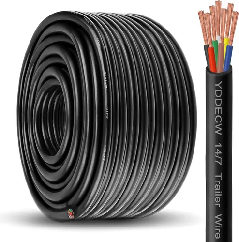 Vista 17 de Cable de Remolque de 4 Vías - Calibre 14, 4 Conductores, 10 Pies, Extensión de Cable Resistente de Cobre Puro, Cordón de Cableado para Remolque RV