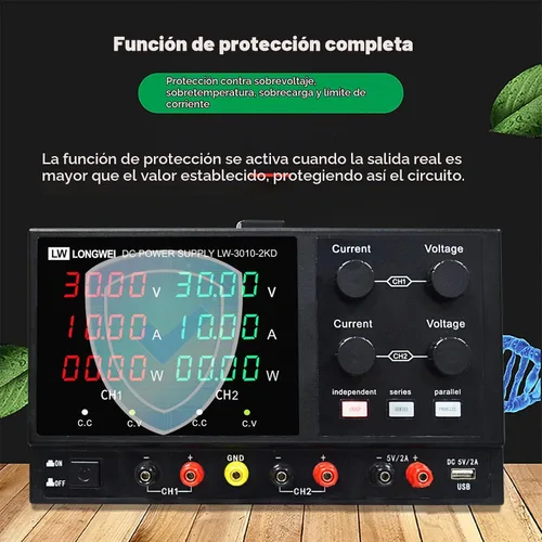 Vista 4 de Fuente de alimentación de CC variable, 4 canales 30 V 10 A 2 x 300 W ajustable conmutación regulada DC fuente de alimentación con pantalla