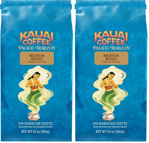 Vista 15 de Kauai Café molido, descafeinado tostado medio, café molido arábica del mayor productor de café de Hawái, aroma brillante con notas florales ligeras