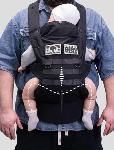 Vista 2 de Portabebés ergonómico con soporte lumbar para bebés y niños pequeños (8-33 libras), acogedor y ligero portabebés militar para padres grandes y Negro