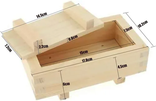 Vista 3 de JapanBargain, Molde rectangular de madera para hacer sushi Oshizushi, molde para arroz, 7 x 4 pulgadas, 1 paquete