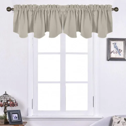 Vista 30 de NICETOWN - Cortinas con valances azul piedra para ventana de sala de estar, dormitorio, baño, 2 paneles estilo granja rústico para comedor, cortinas