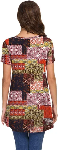 Vista 2 de AWULIFFAN Camiseta casual de verano de manga corta con cuello en V para mujer