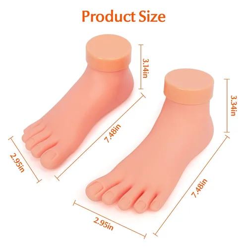 Vista 2 de krofaue Práctica de pie falso modelo 1 par flexible de silicona suave herramienta de manicura protésica para puntas de uñas entrenamiento de arte