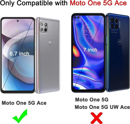 Vista 7 de Funda para Moto One 5G Ace con protector de pantalla, resistente de triple capa, a prueba de golpes, a prueba de caídas/polvo, híbrida, resistente