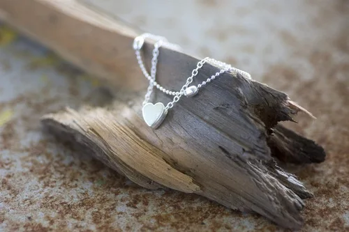 Vista 3 de Ankle Bracelet, Adjustable Double-Chain Layered Beaded Heart Charm Anklet for Women, Cute Love Summer Beach Leg Foot Jewelry, Boho Mom Friend