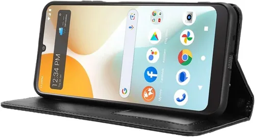 Vista 4 de Funda compatible con Nokia 1 Plus Funda de piel sintética con función atril con ranura para tarjetas, cierre magnético, color negro
