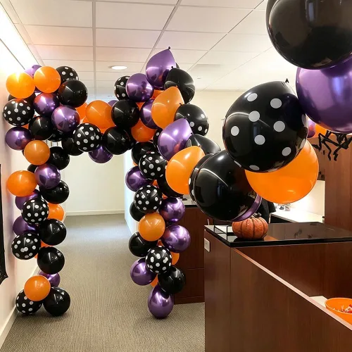 Vista 3 de 50 globos de látex de 12 pulgadas, globos de lunares negros para decoración de globos de cumpleaños, boda, globos