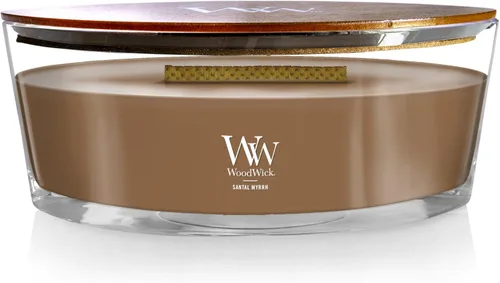 Vista 17 de WoodWick Santal Myrrh - Vela grande en frasco con forma de reloj de arena, cera de mezcla de soya prémium, mecha de madera Pluswick Innovation