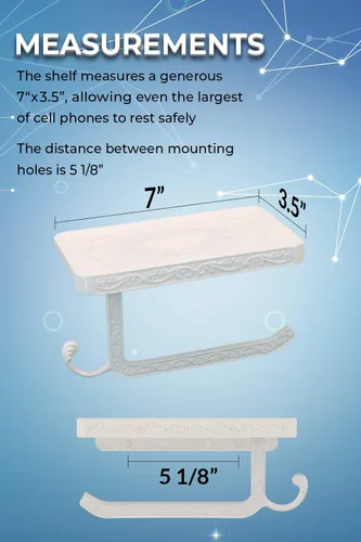 Vista 7 de Neater Nest Soporte de papel higiénico reversible con estante para teléfono, estilo decorativo (blanco)