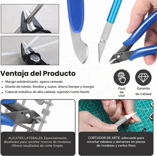 Vista 3 de Fippy 11 piezas Kit de herramientas para modelos, kit de herramientas Gundam, kit de herramientas de construcción para pasatiempos para armado