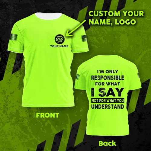 Vista 2 de Camisetas de alta visibilidad con cita divertida para hombres y mujeres, camisetas de seguridad reflectantes con nombre personalizado, camiseta