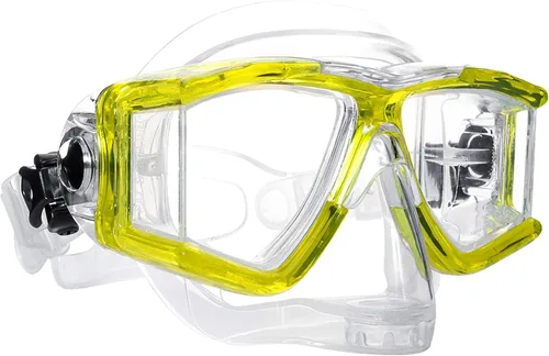 Vista 11 de EVO Hammerhead+ - Máscara de buceo panorámico de 4 lentes con válvula de purga, buceo libre, esnórquel, máscara de buceo para hombres y mujeres Negro